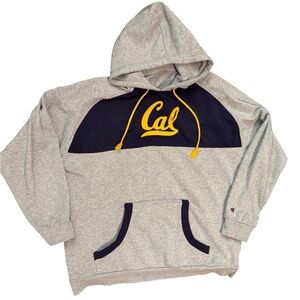 Champion Cal Berkeley Bears Hoodie Gray Navy Yellow Men’s XL Pullover